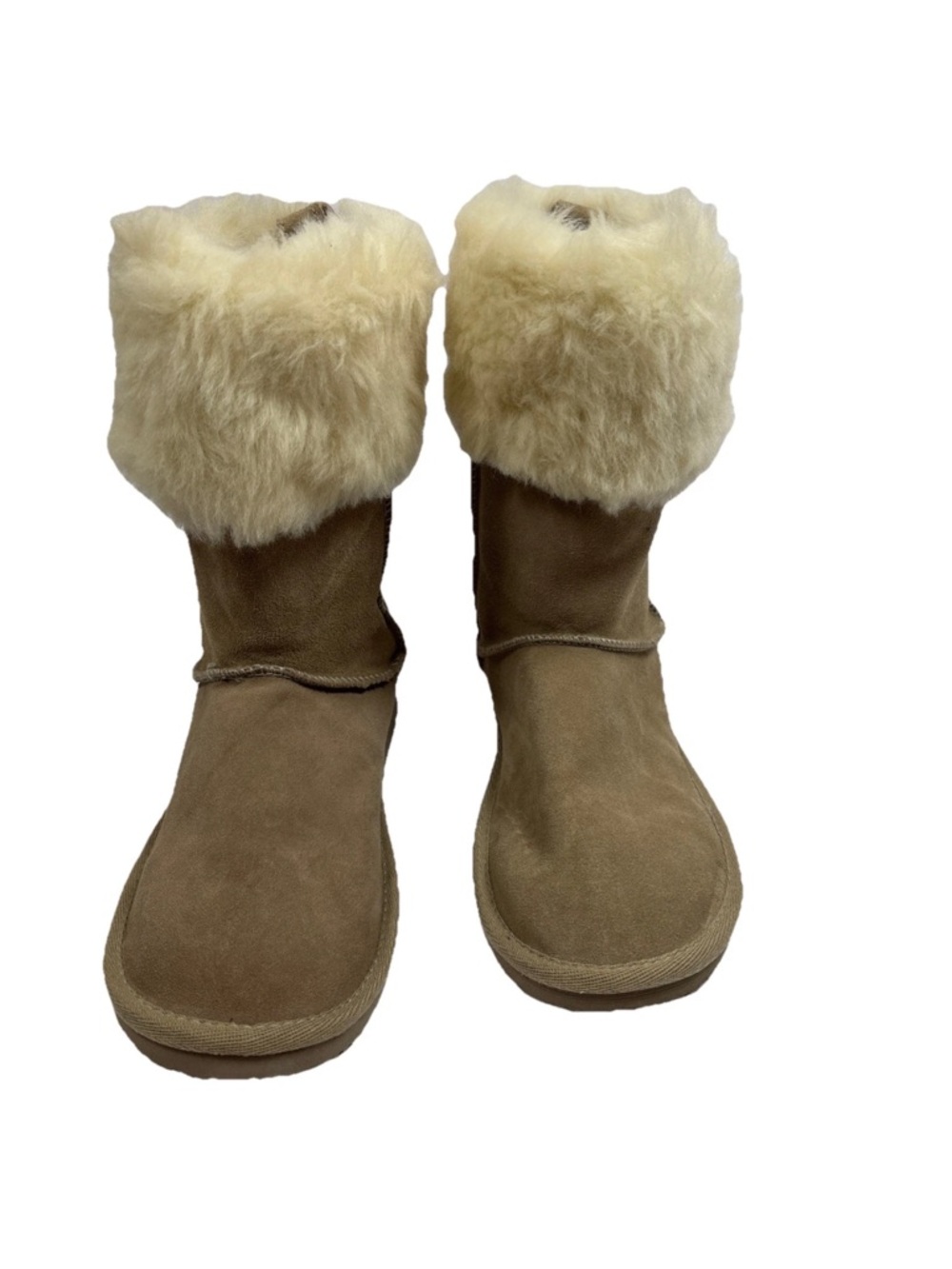 American Eagle Outfitters Tan Cream Brown Suede Faux Fur Boots Women Size 7